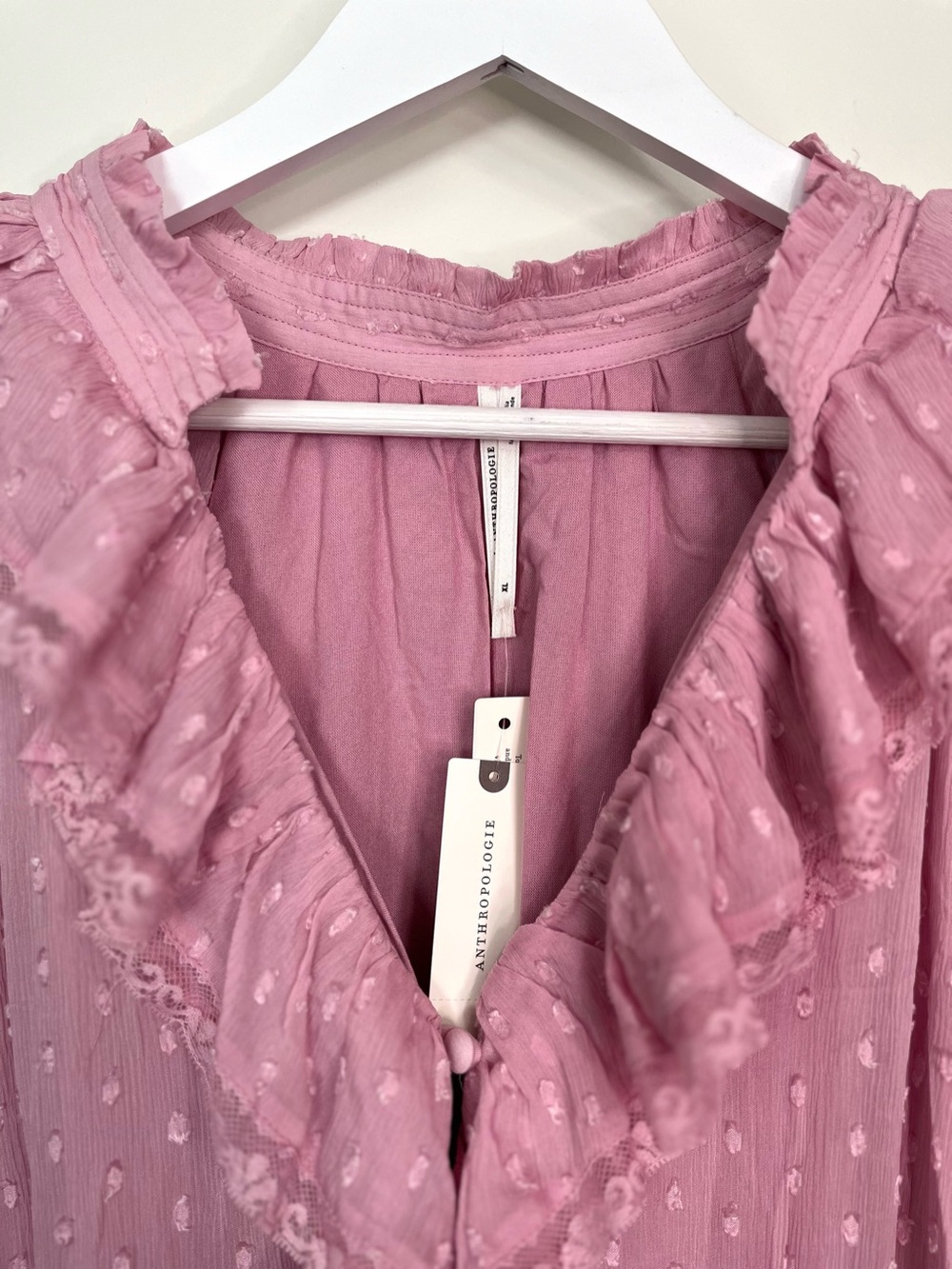 By Anthropologie Long-Sleeve V-Neck Ruffled Mini Tunic Dress - Picture 3 of 6